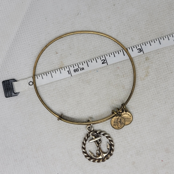 Alex and Ani Nautical Anchor Charm Bangle in Gold-Tone Brass - Picture 6 of 6